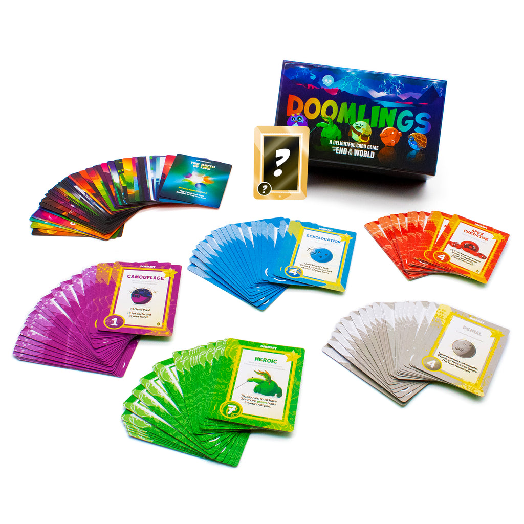 doomlings classic game with cards splayed around it