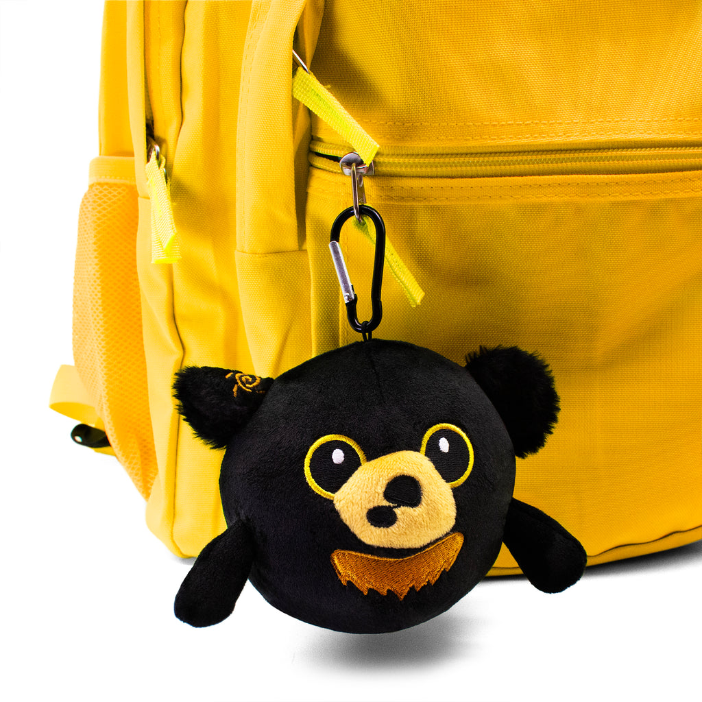 doomlings calysta mini plushie plush black bear ursine clipped onto backpack
