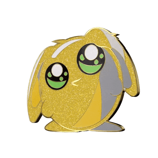 yellow cute bunny doomlings sparkly enamel pin glitter