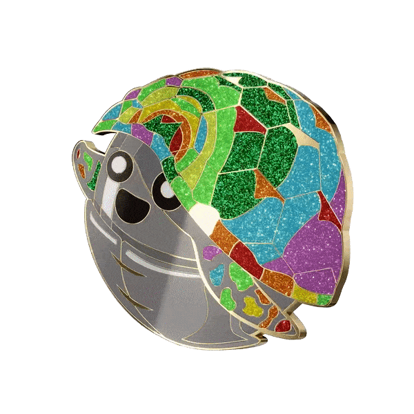 doomlings rainbow scutes sparkly glitter enamel pin cute rainbow turtle