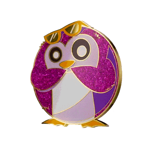 purple penguin enamel sparkly glitter pin trixie doomlings