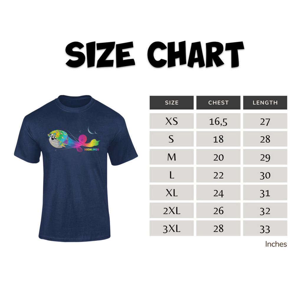 doomlings tshirt size chart