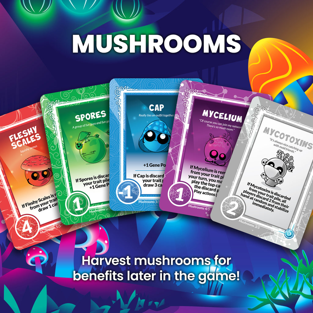 mushrooms doomlings cards - harvest mushrooms for benefits later in the game!