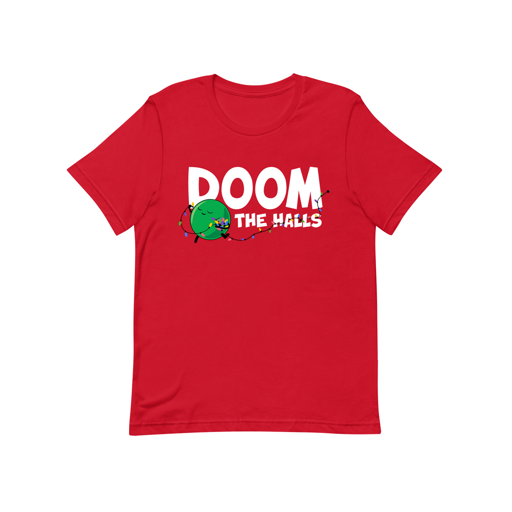 doom the halls red kids tshirt