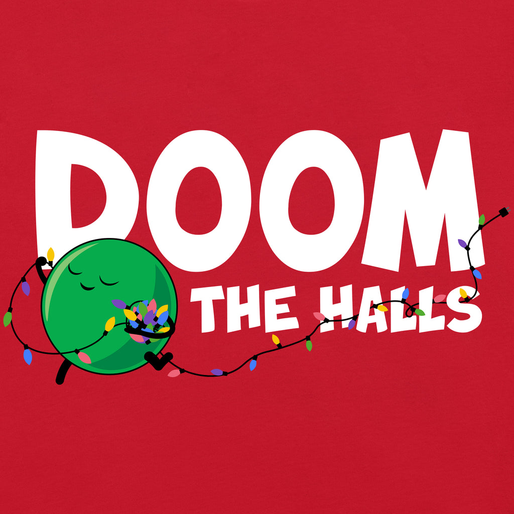 doom the halls red t-shirt adult