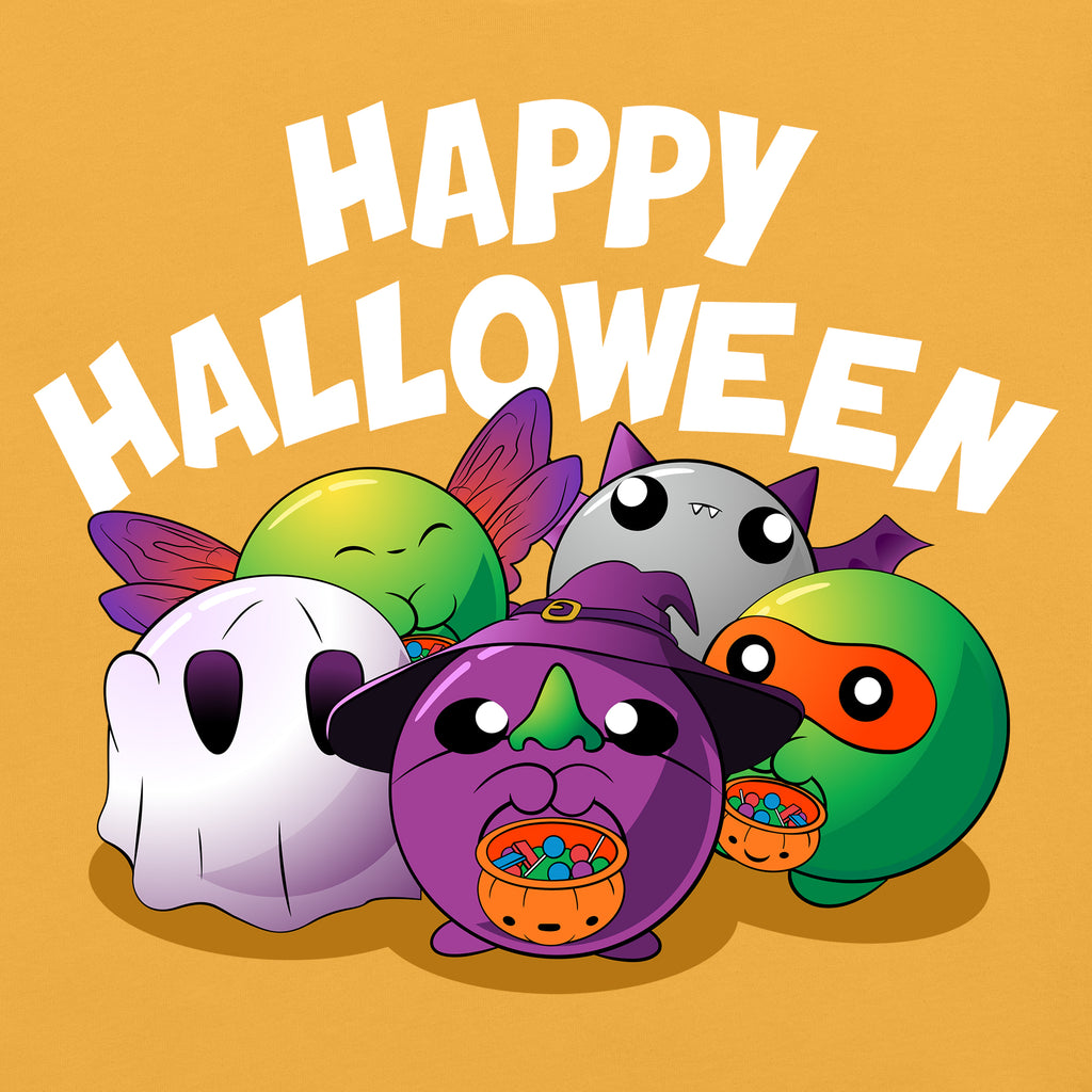 happy halloween kids tshirt with halloween doomlings