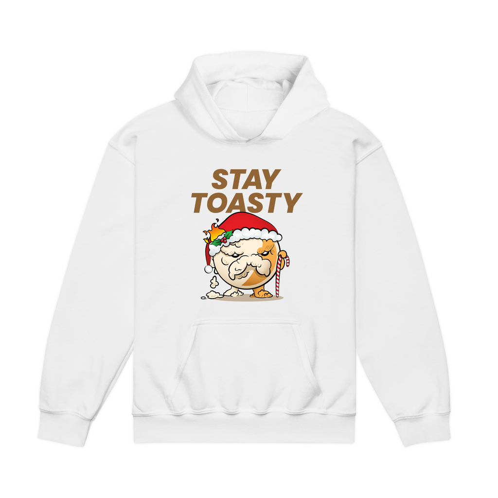 stay toasty white kids hoodie doomlings