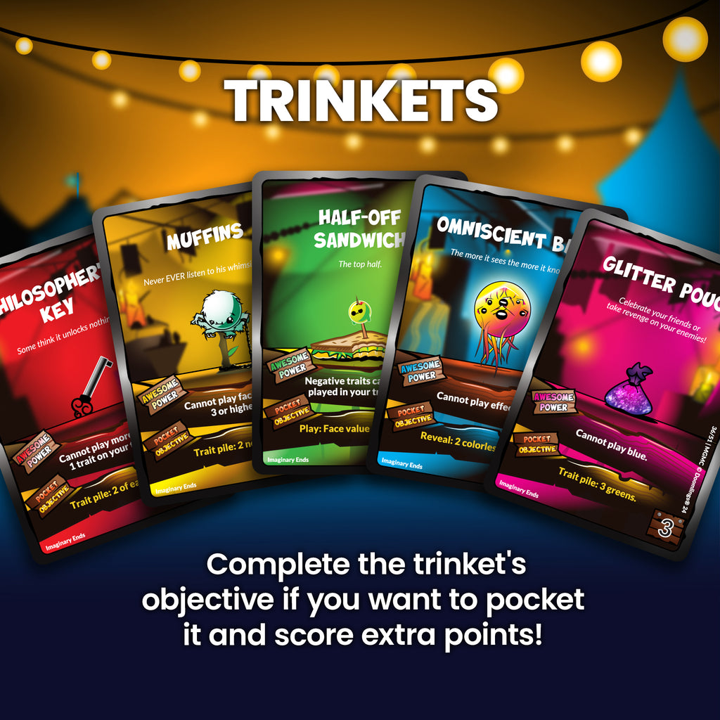 trinkets doomlings cards - complete the trinket's objective if you want to pocket it and score extra points!