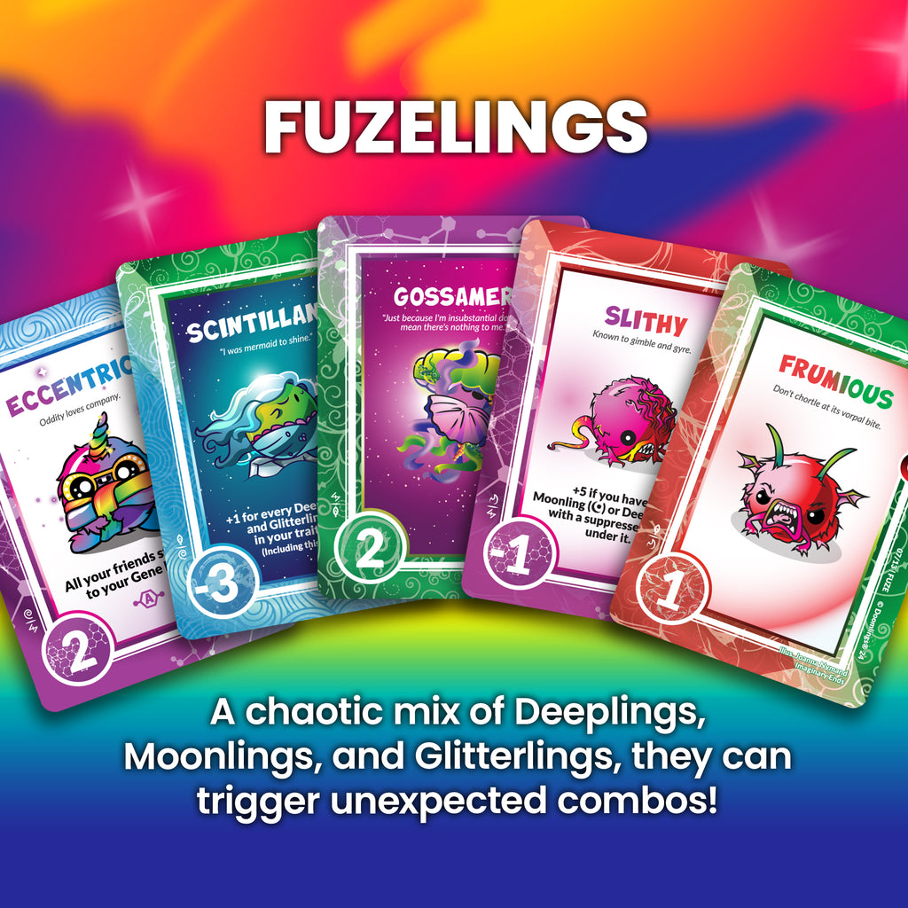 fuzelings doomlings cards - a chaotic mix of deeplings, moonlings, and glitterlings, they can trigger unexpected combos!