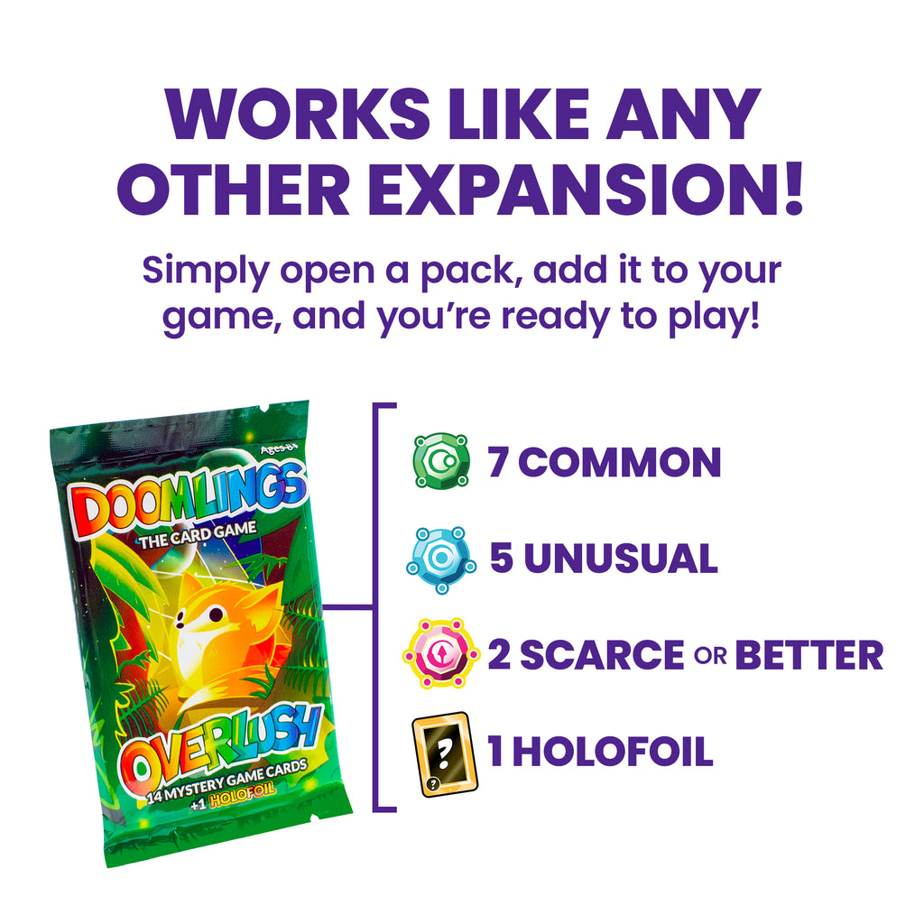 works like any other expansion! simply open a pack, add it to your game, and you're ready to play! each pack containts 7 common, 5 unusual, 2 scarce or better, and 1 holofoil