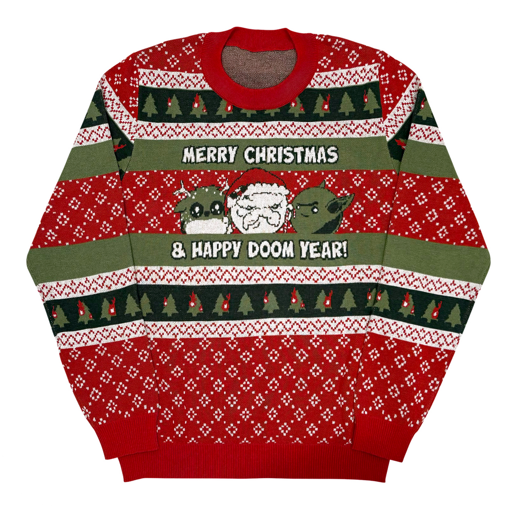 doomlings ugly christmas sweater merry christmas & happy doom year!