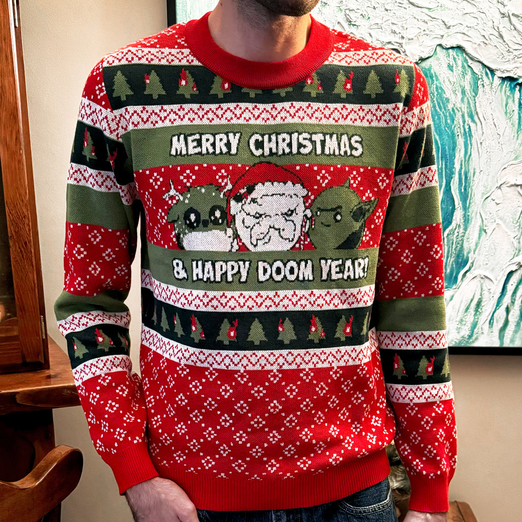 doomlings ugly christmas sweater merry christmas & happy doom year!