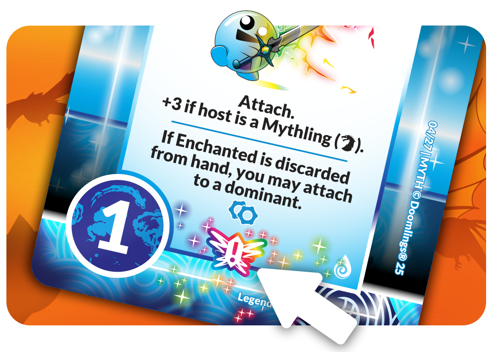 doomlings card holding a sword showing the spell icon