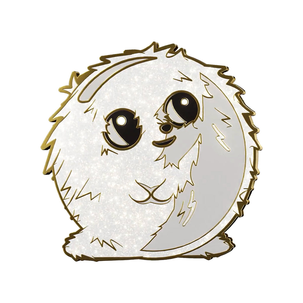 floofy cute white cat dog enamel pin doomlings