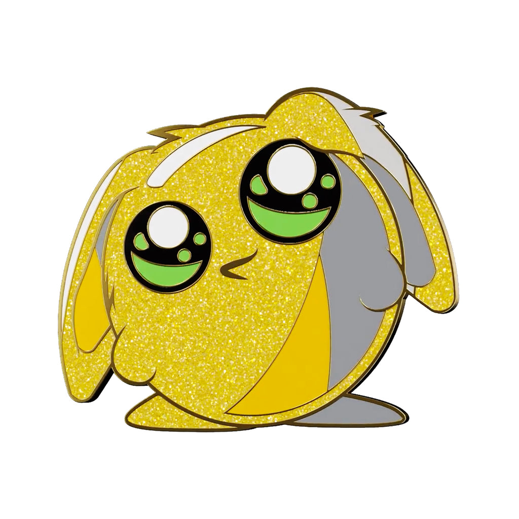 yellow cute bunny doomlings sparkly enamel pin glitter