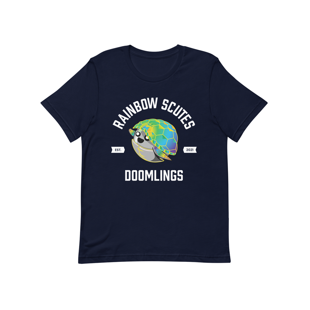 rainbow scutes college tee kids - says rainbow scutes est. 2021 doomlings with picture of turtle