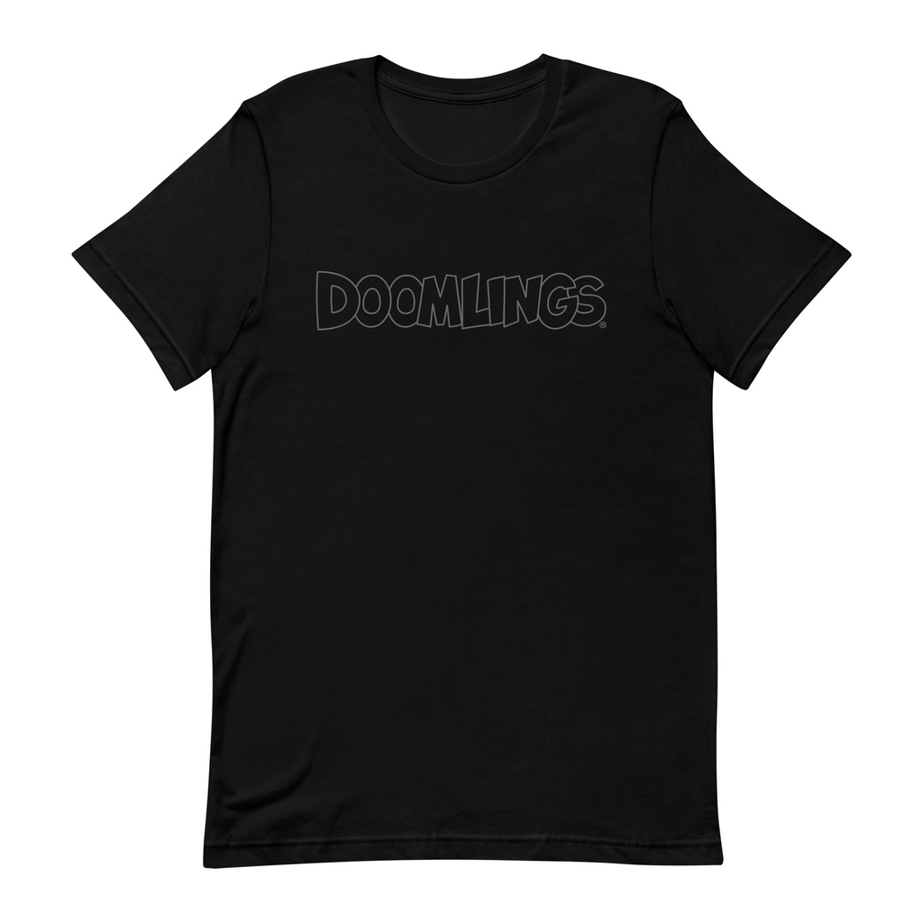 black doomlings tshirt with grey logo