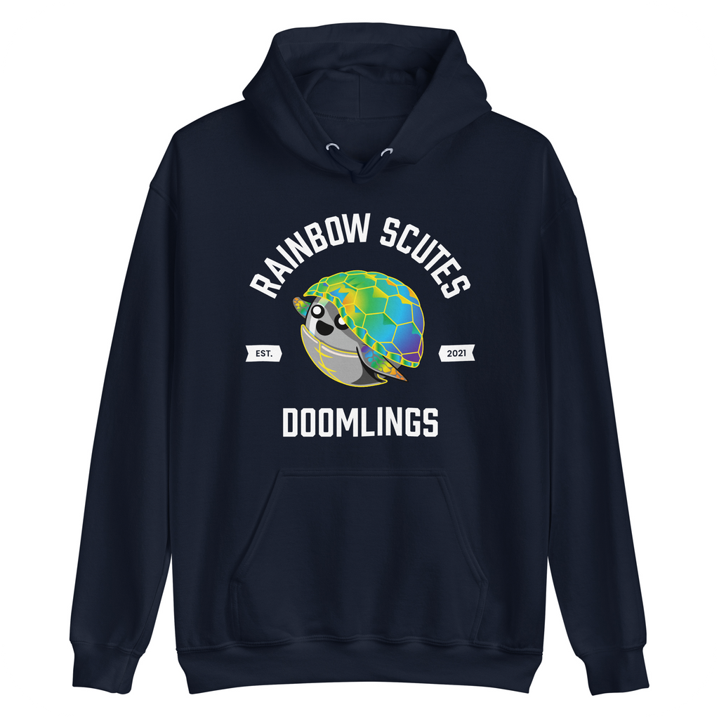 rainbow scutes navy hoodie